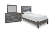 Baystorm Twin Panel Bed with Mirrored Dresser