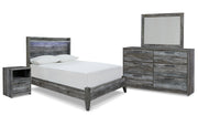 Baystorm Full Panel Bed with Mirrored Dresser and Nightstand