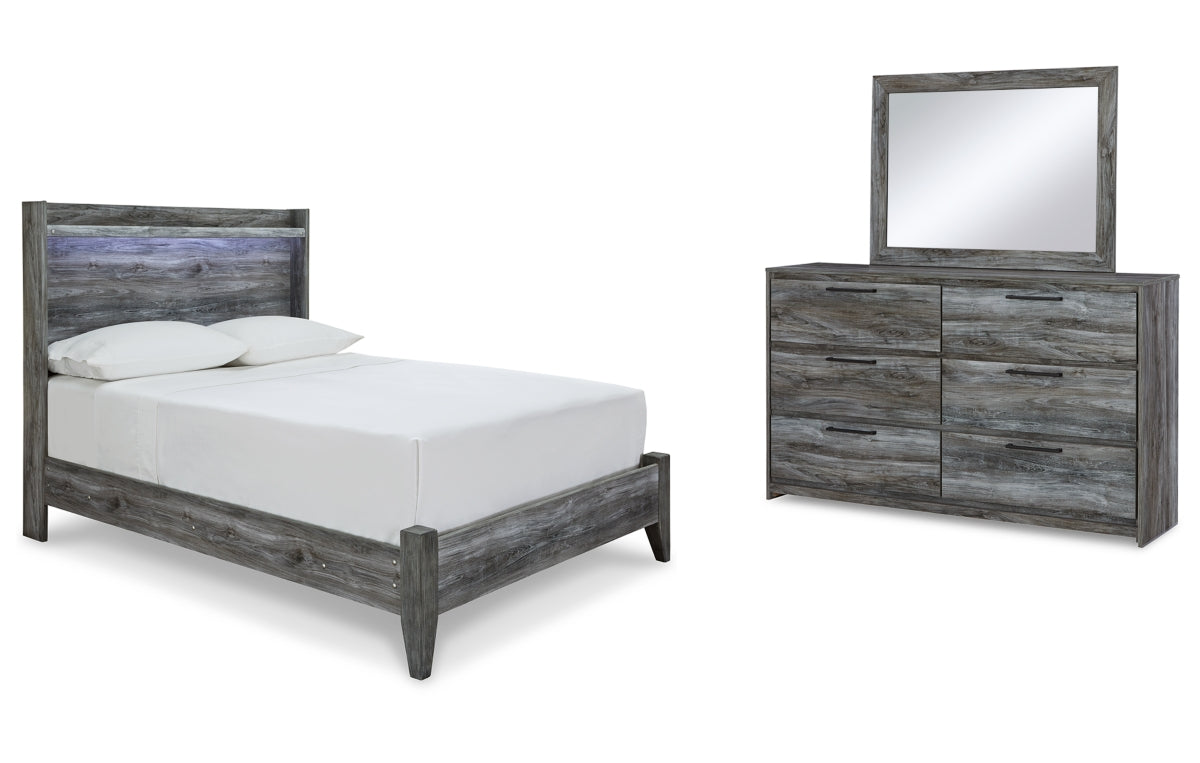 Baystorm Full Panel Bed with Mirrored Dresser