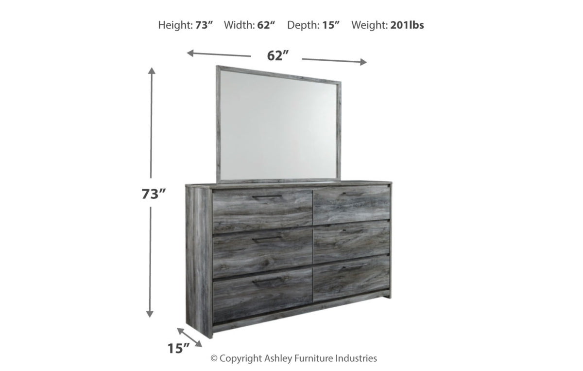 Baystorm Twin Panel Headboard with Mirrored Dresser and Nightstand