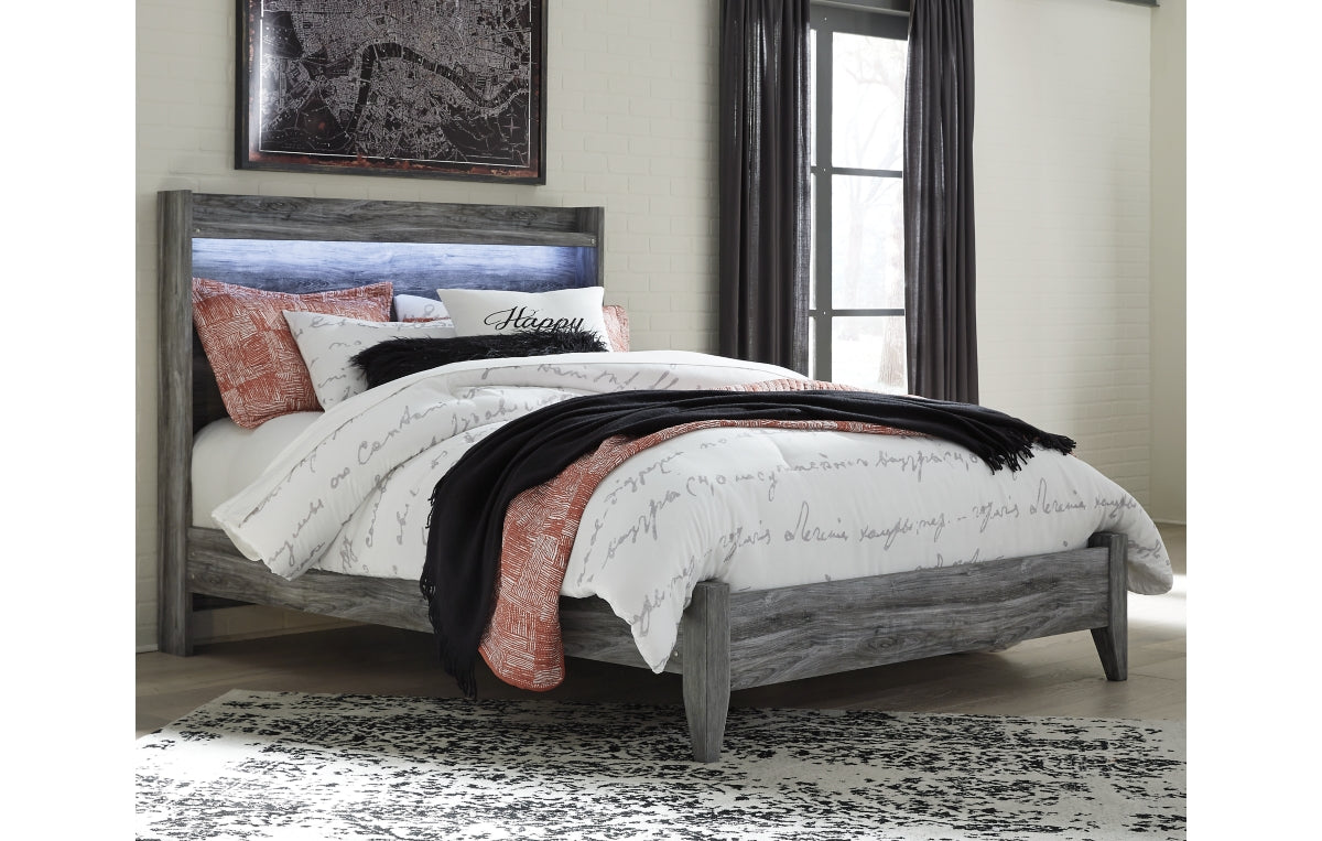 Baystorm Queen Panel Bed with Mirrored Dresser and Nightstand