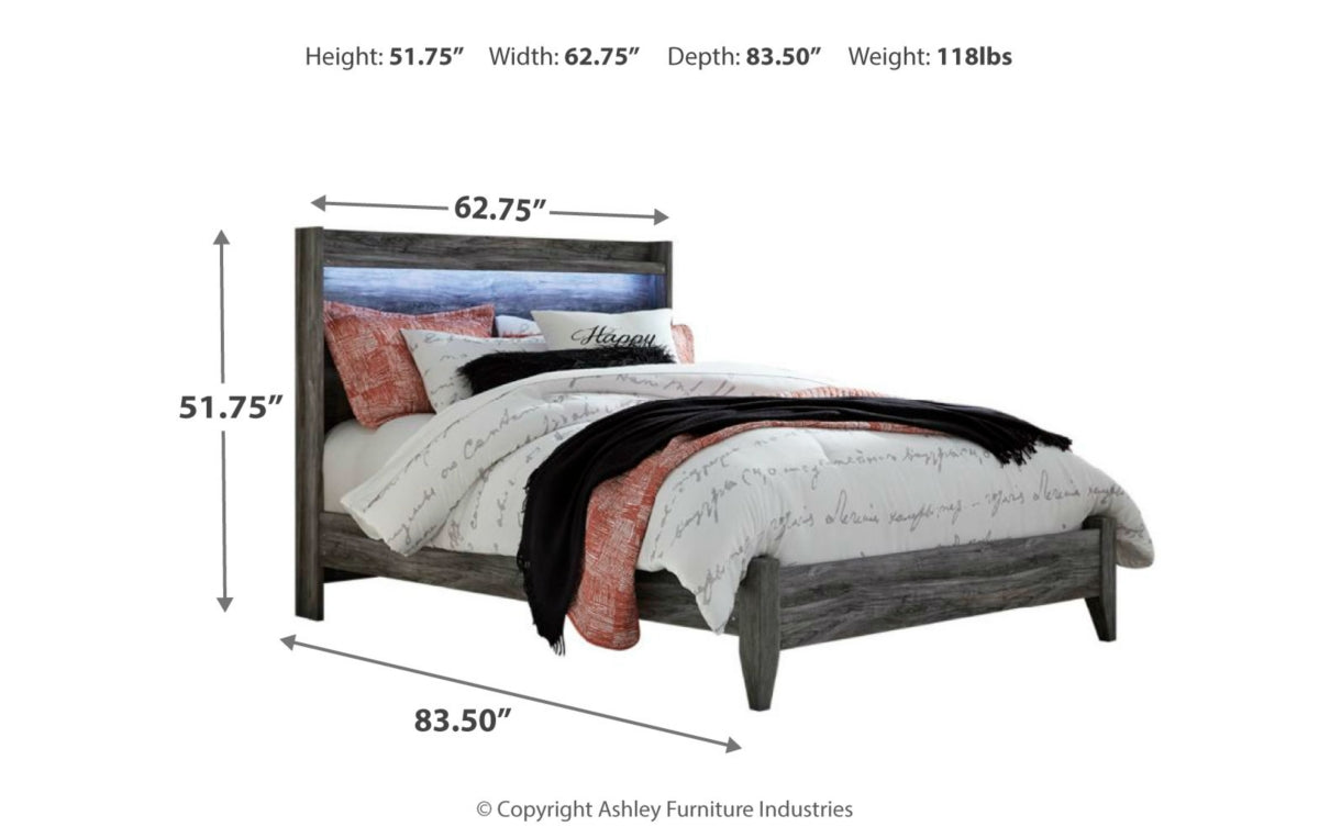 Baystorm Queen Panel Bed with Mirrored Dresser and Nightstand