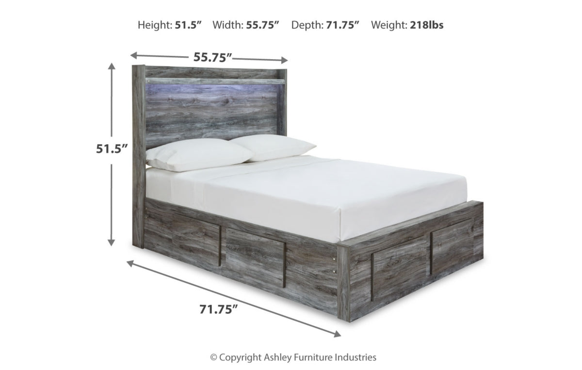 Baystorm Full Panel Bed with 6 Storage Drawers
