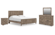 Rusticott King Panel Bed with Mirrored Dresser and Nightstand