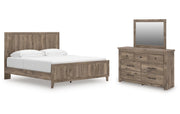 Rusticott King Panel Bed with Mirrored Dresser