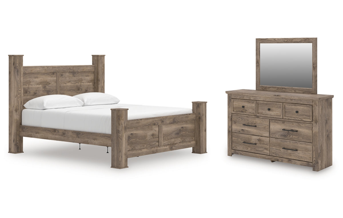 Rusticott King Poster Bed, Dresser and Mirror