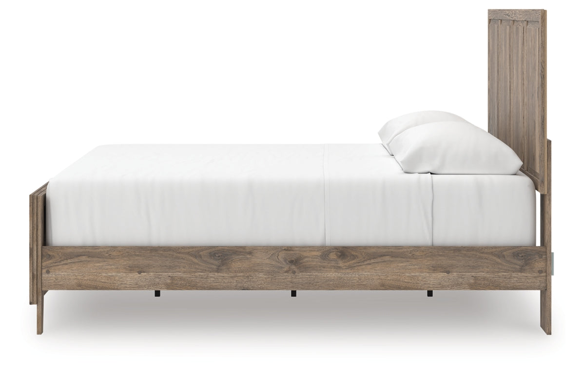Rusticott King Panel Bed with Mirrored Dresser and Nightstand