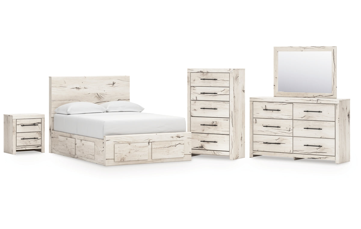 Lawroy Full Panel Storage Bed with Mirrored Dresser, Chest and Nightstand
