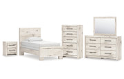 Lawroy Twin Panel Bed, Dresser, Mirror, Chest and Nightstand