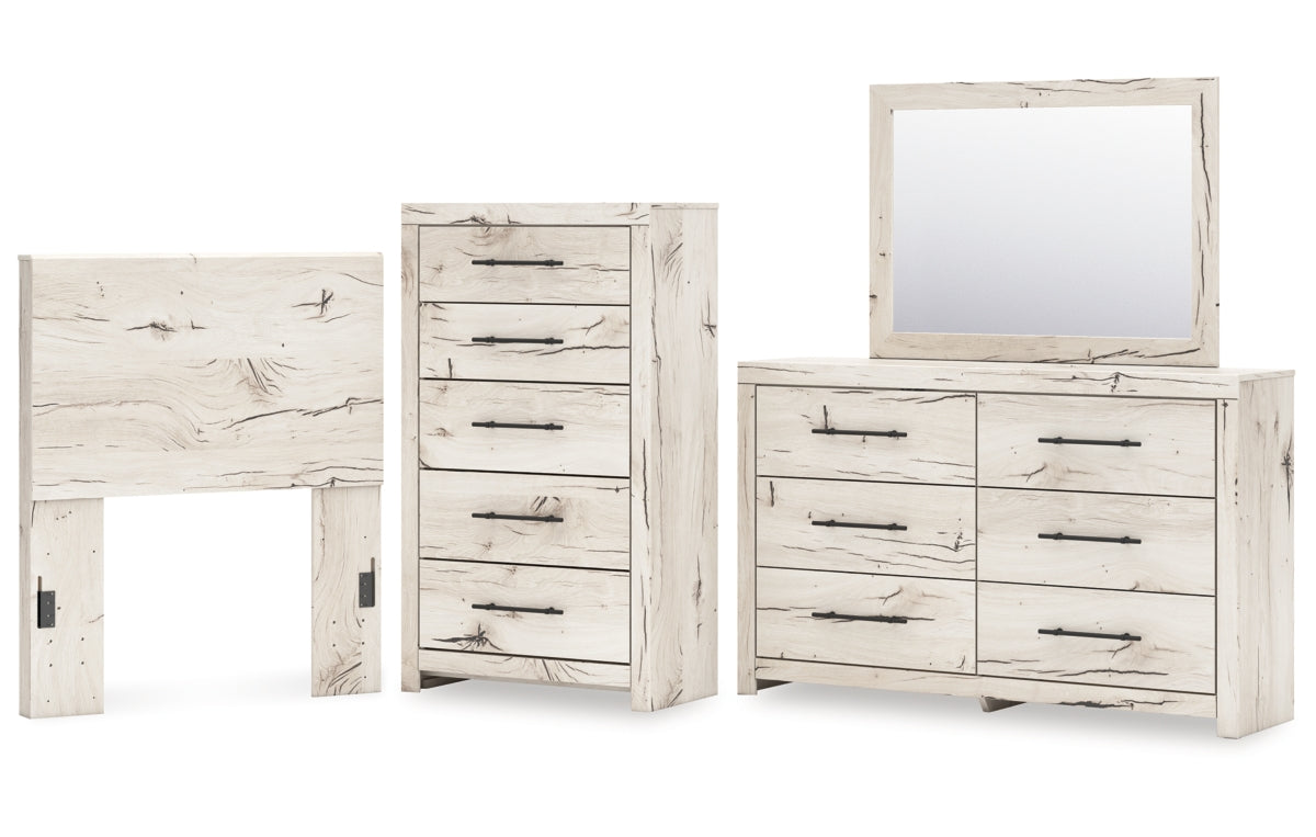 Lawroy Twin Panel Headboard, Dresser, Mirror and Chest