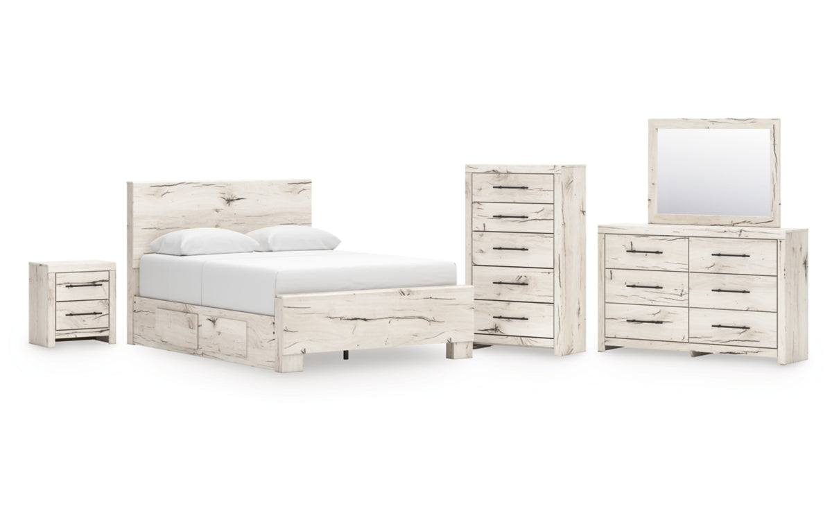 Lawroy Queen Panel Bed with Mirrored Dresser, Chest and Nightstand