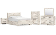 Lawroy Queen Panel Bed with Mirrored Dresser, Chest and Nightstand