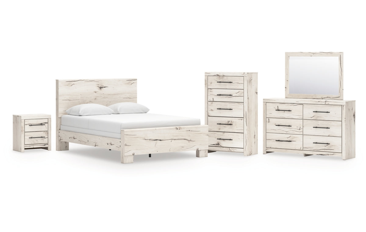 Lawroy Queen Panel Bed with Mirrored Dresser, Chest and Nightstand