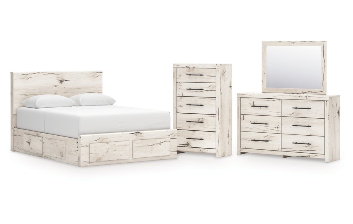 Lawroy Queen Panel Storage Bed, Dresser, Mirror and Chest