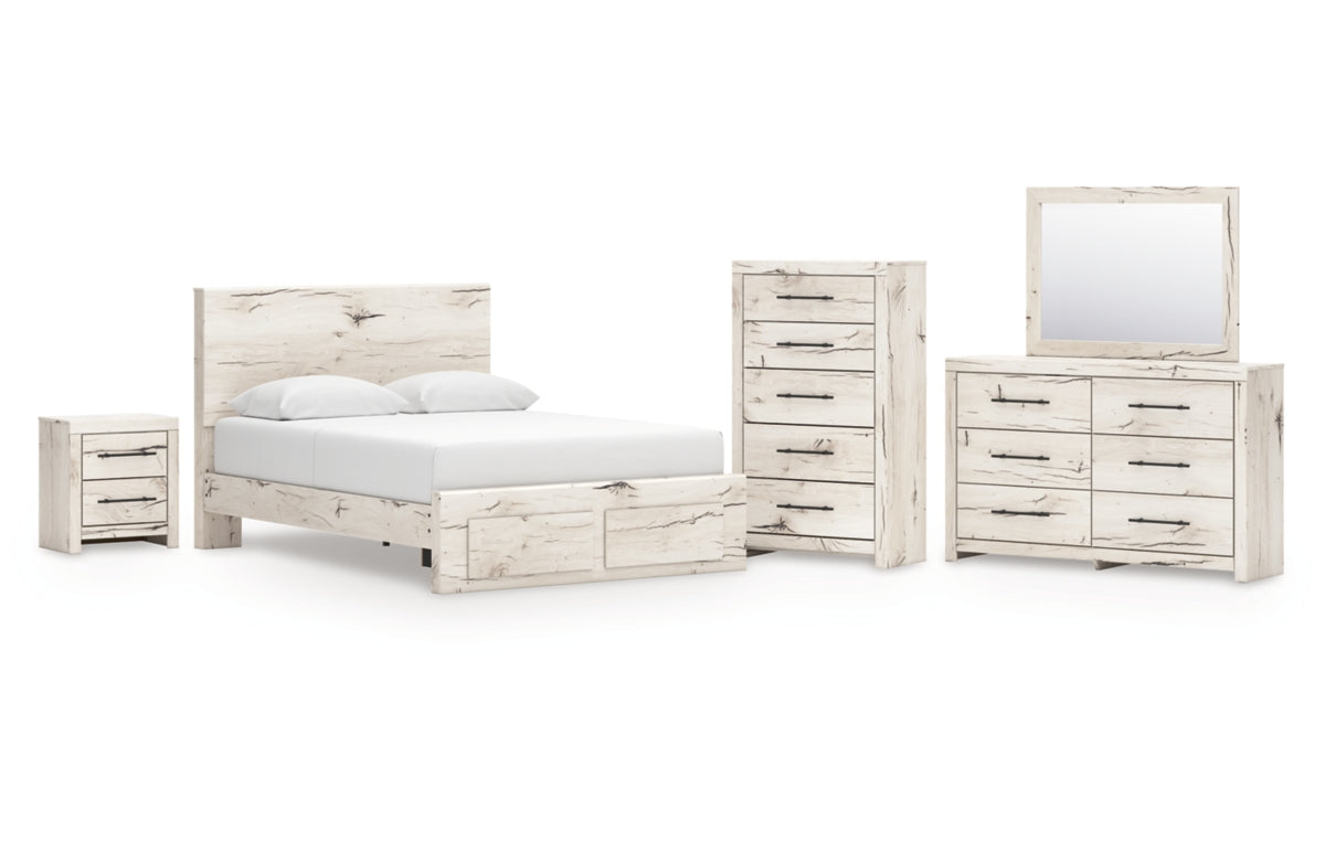 Lawroy Queen Panel Storage Bed with Mirrored Dresser, Chest and Nightstand