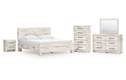 Lawroy King Panel Bed, Dresser, Mirror, Chest and Nightstand