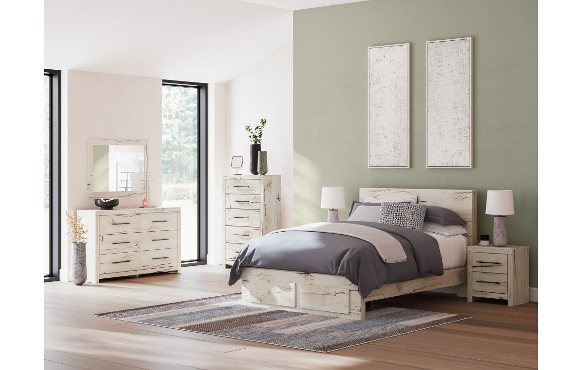 Lawroy Queen Panel Storage Bed with Mirrored Dresser