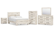 Lawroy Full Panel Bed with Mirrored Dresser, Chest and Nightstand
