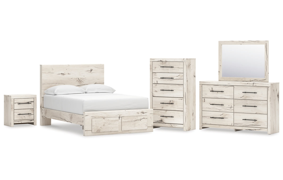 Lawroy Full Panel Storage Bed with Mirrored Dresser, Chest and Nightstand