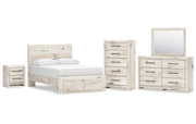 Lawroy Full Panel Storage Bed with Mirrored Dresser, Chest and Nightstand