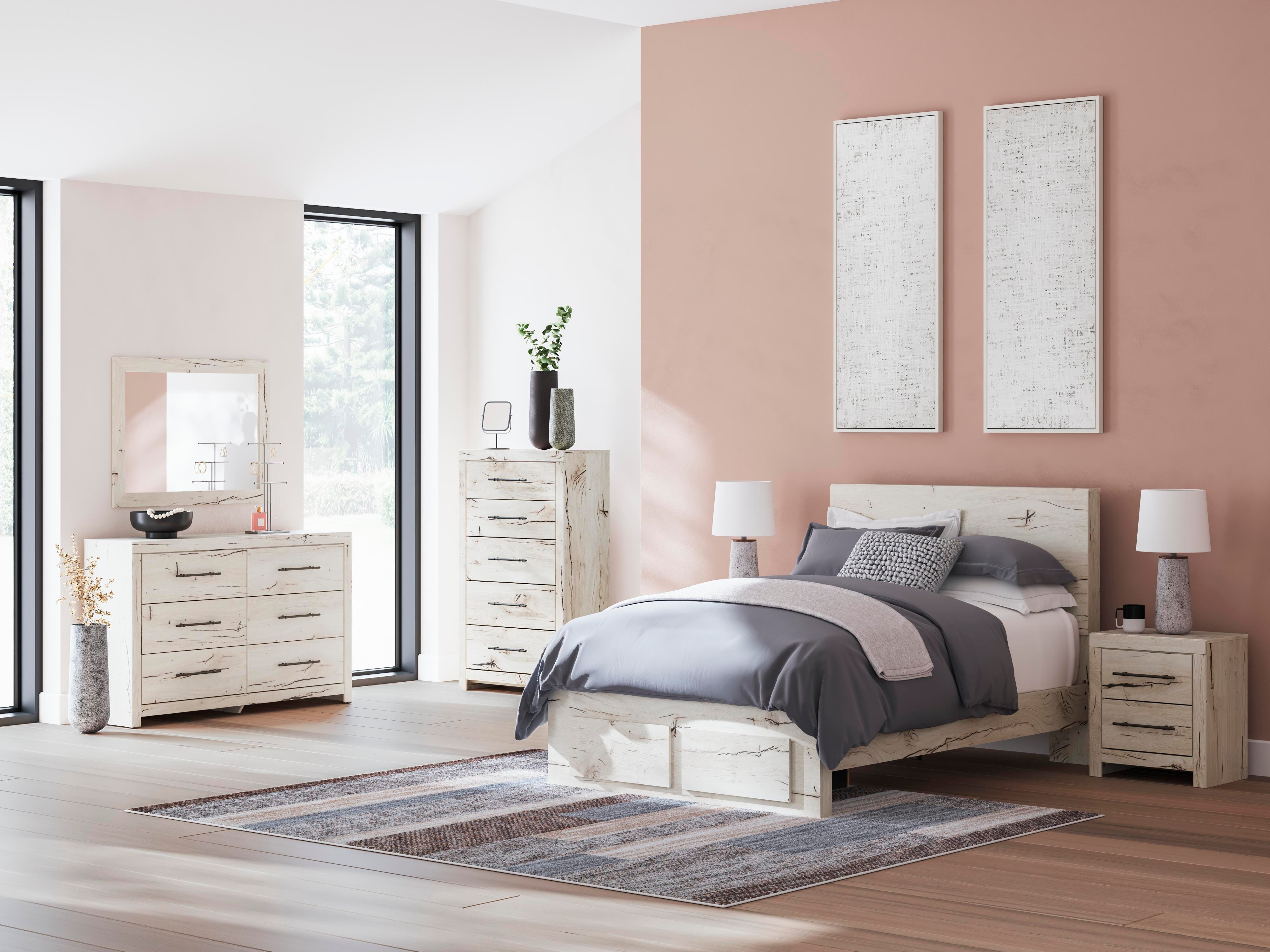 Lawroy Full Panel Storage Bed, Dresser, Mirror and Chest
