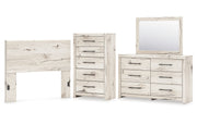 Lawroy Full Panel Headboard with Mirrored Dresser and Chest