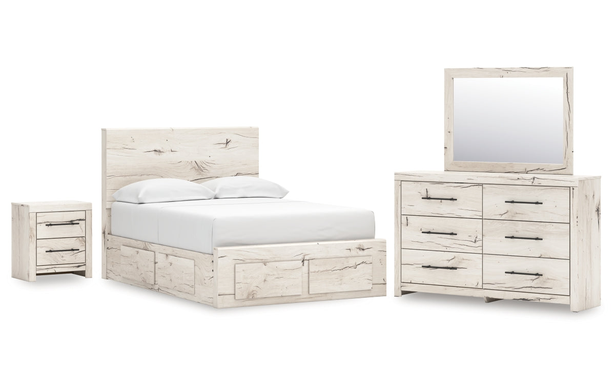 Lawroy Full Panel Storage Bed with Mirrored Dresser and Nightstand