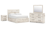 Lawroy Full Panel Storage Bed with Mirrored Dresser and Nightstand