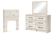 Lawroy Twin Panel Headboard with Mirrored Dresser