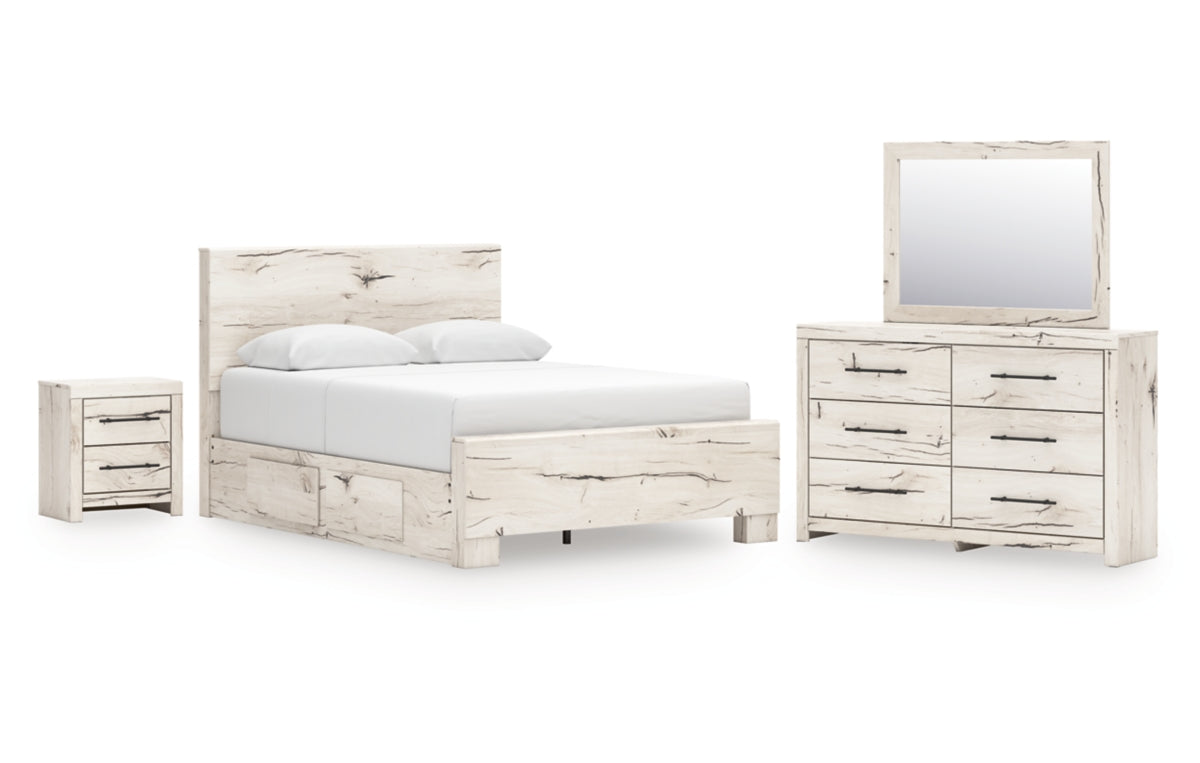 Lawroy Queen Panel Bed with Mirrored Dresser and Nightstand