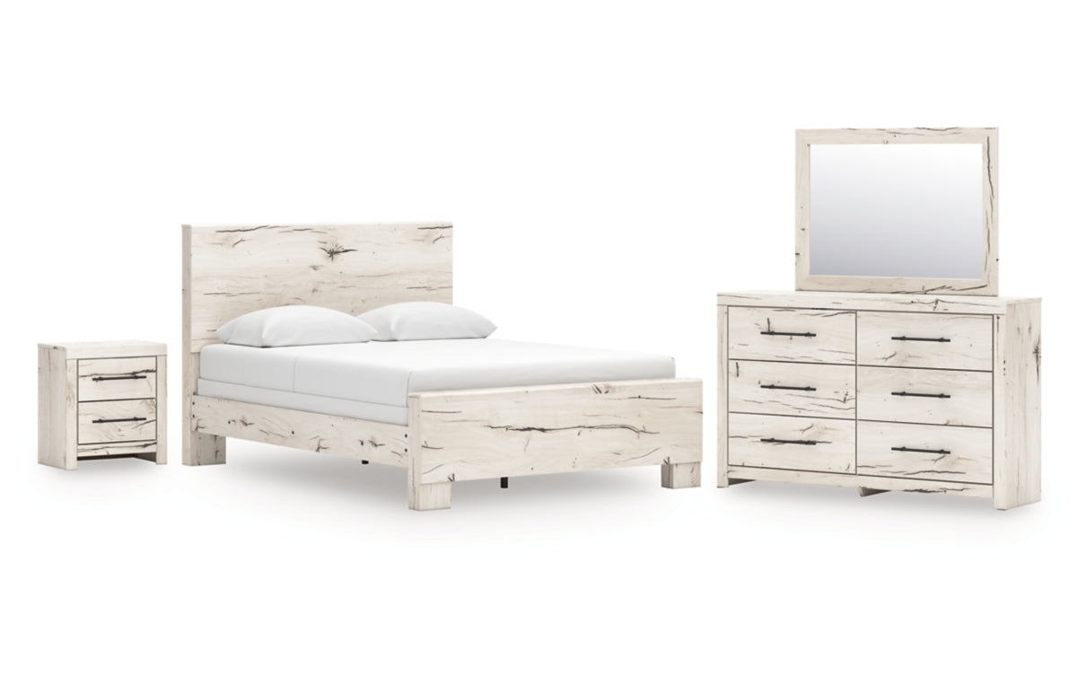 Lawroy Queen Panel Bed with Mirrored Dresser and Nightstand