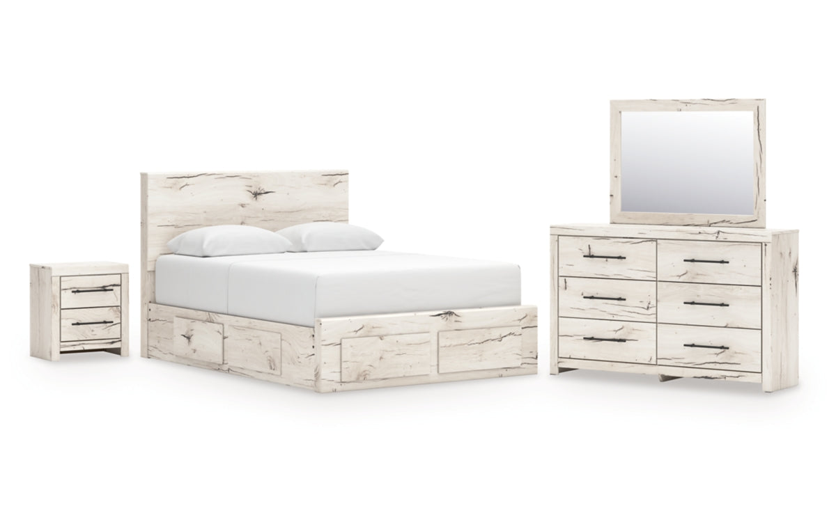 Lawroy Queen Panel Storage Bed, Dresser, Mirror and Nightstand
