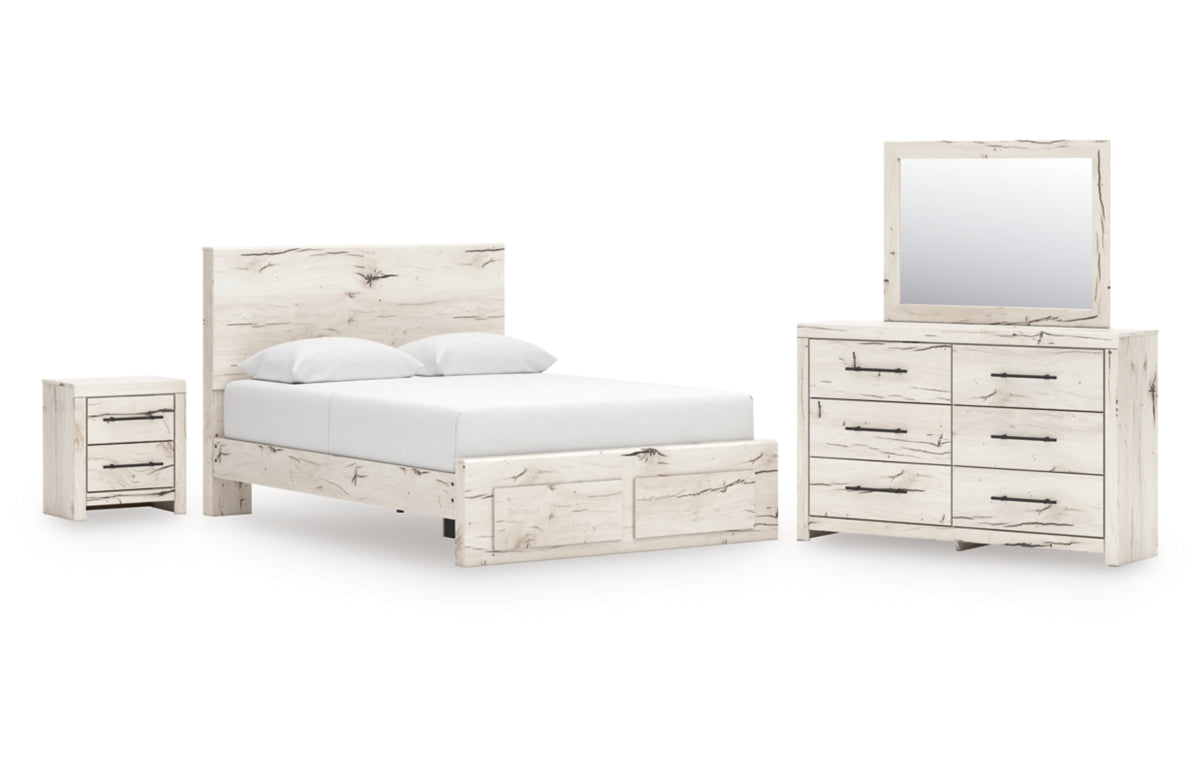 Lawroy Queen Panel Storage Bed with Mirrored Dresser and Nightstand