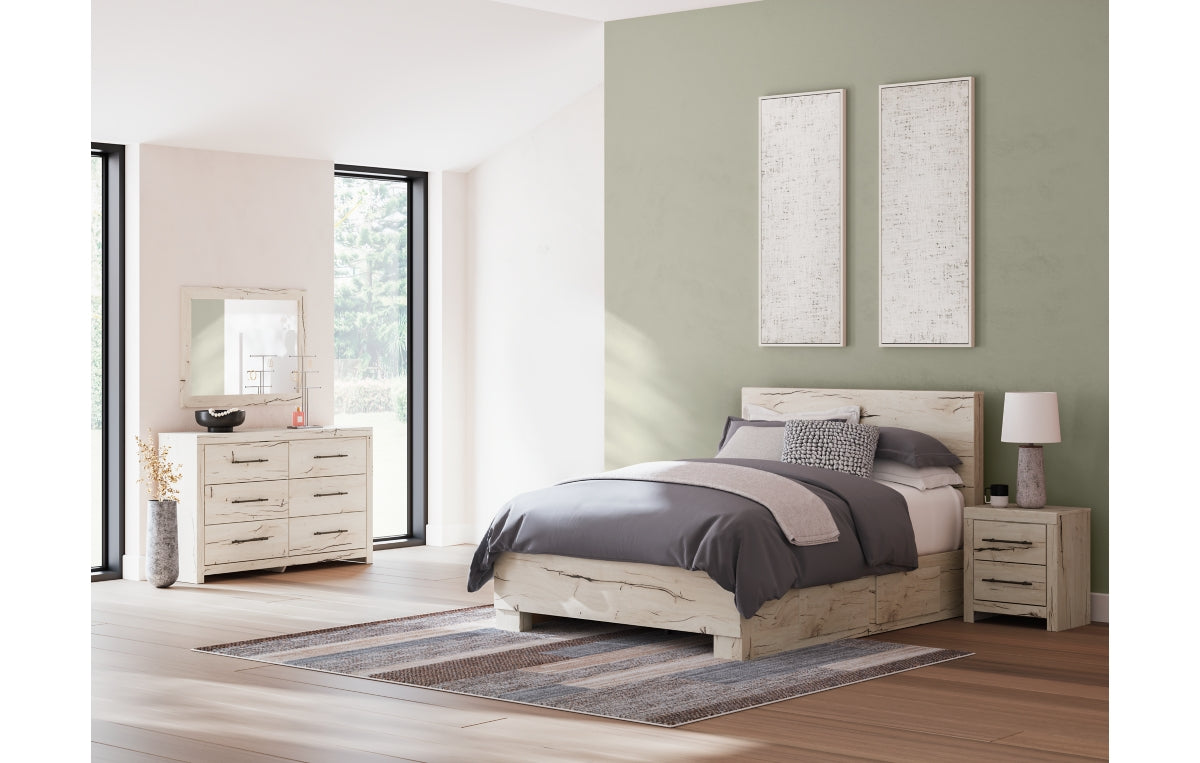 Lawroy Queen Panel Bed with Storage, Dresser, Mirror and Nightstand
