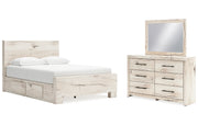 Lawroy Queen Panel Bed with Mirrored Dresser