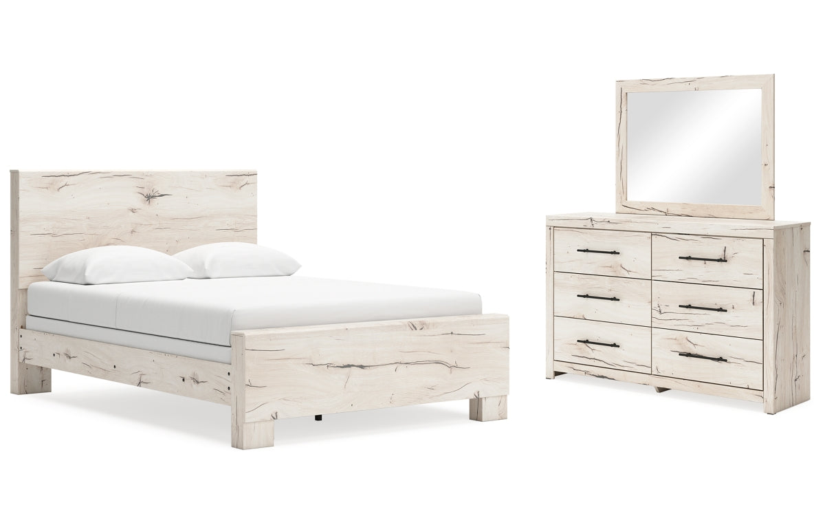 Lawroy Queen Panel Bed with Mirrored Dresser