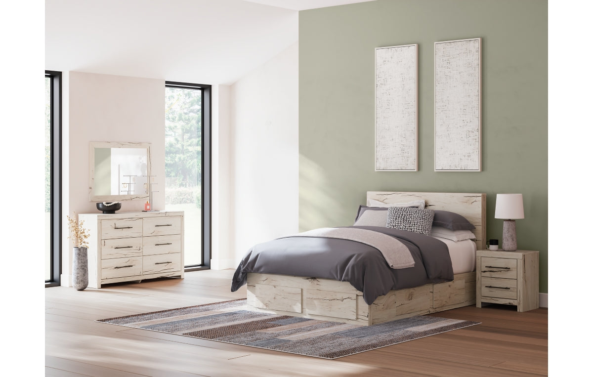 Lawroy Queen Panel Storage Bed, Dresser, Mirror and Nightstand
