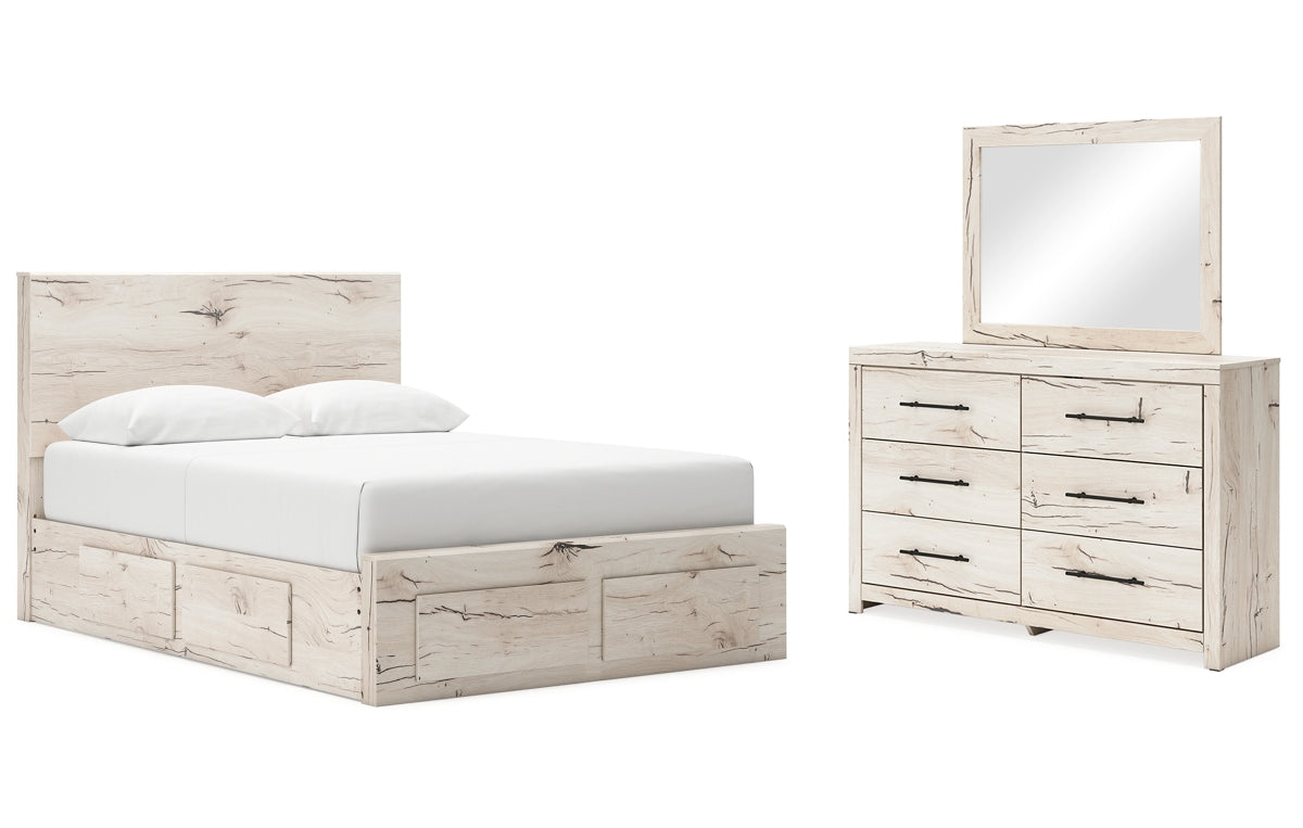 Lawroy Queen Panel Storage Bed with Mirrored Dresser