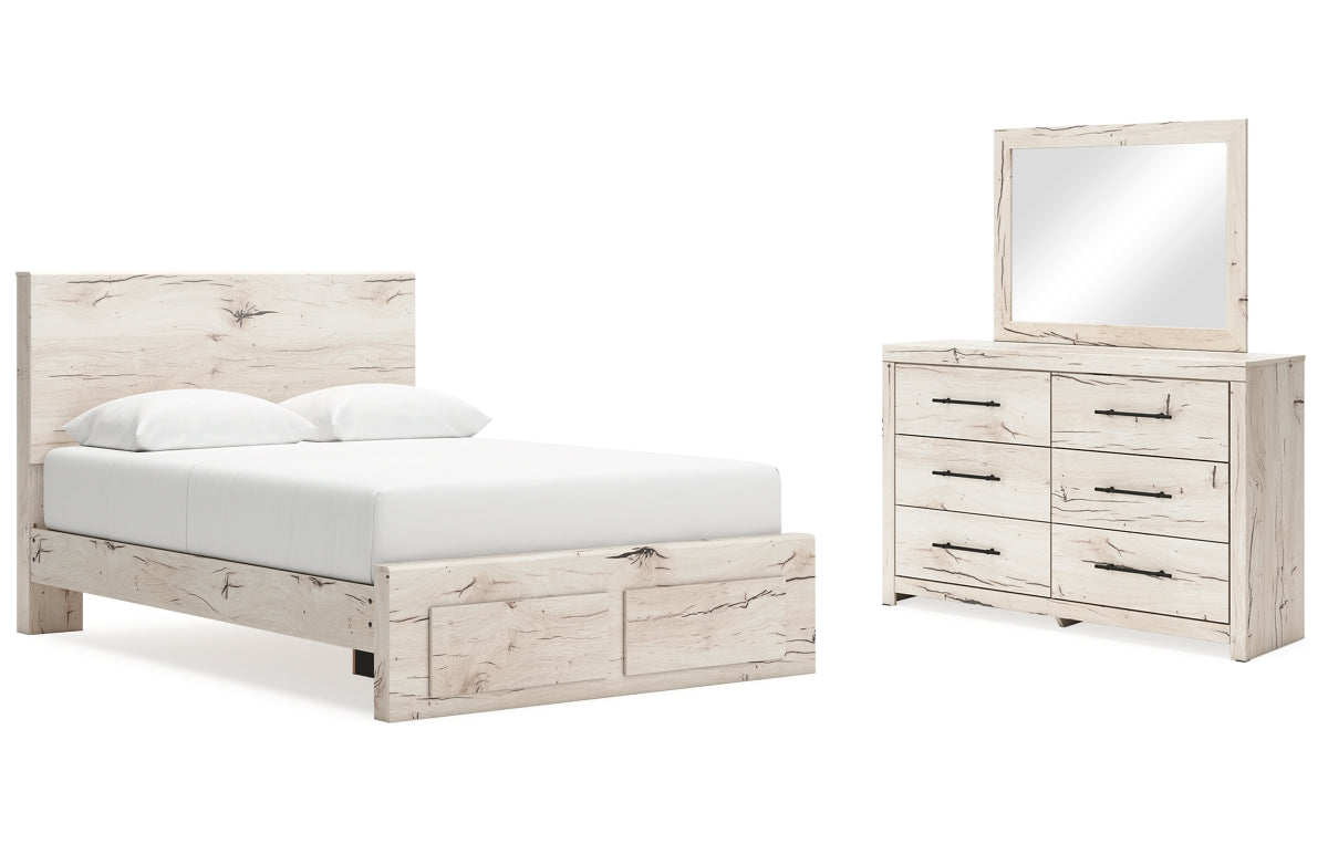Lawroy Queen Panel Storage Bed with Mirrored Dresser