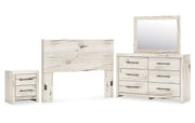 Lawroy Queen Panel Headboard with Mirrored Dresser and Nightstand