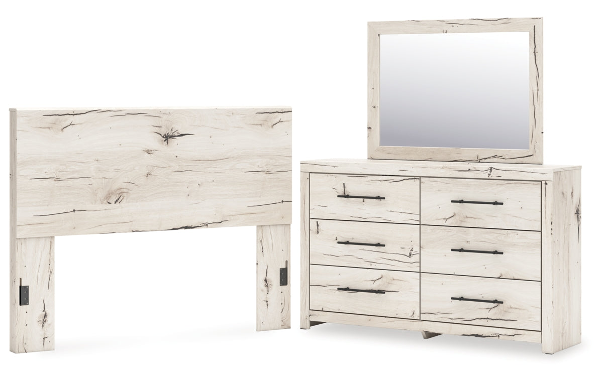 Lawroy Queen Panel Headboard with Mirrored Dresser