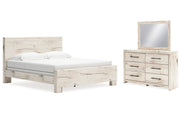 Lawroy King Panel Bed with Mirrored Dresser