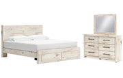 Lawroy King Panel Storage Bed with Mirrored Dresser