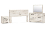 Lawroy King Panel Headboard with Mirrored Dresser and Nightstand