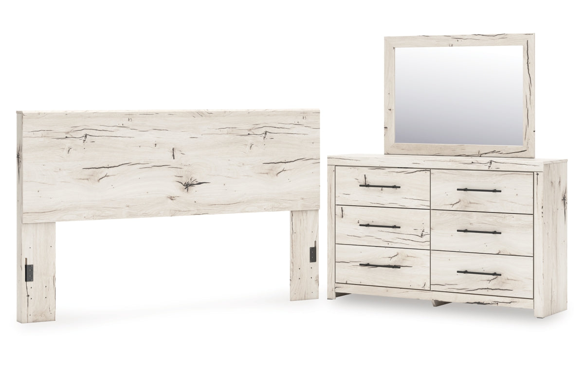 Lawroy King Panel Headboard with Mirrored Dresser