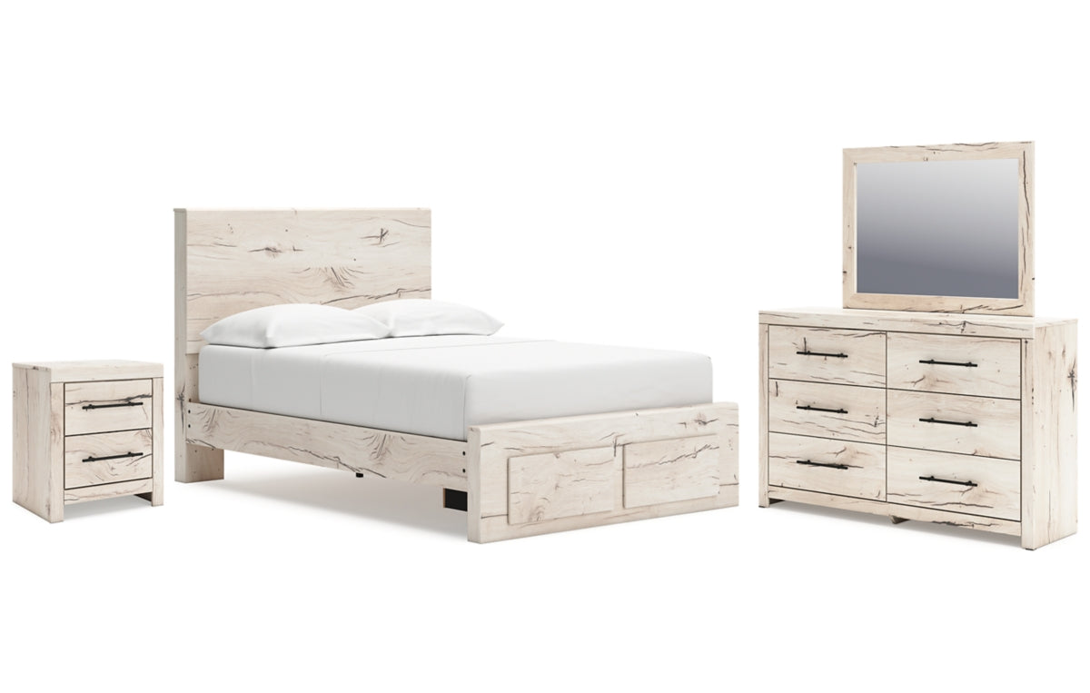 Lawroy Full Panel Storage Bed with Mirrored Dresser and Nightstand