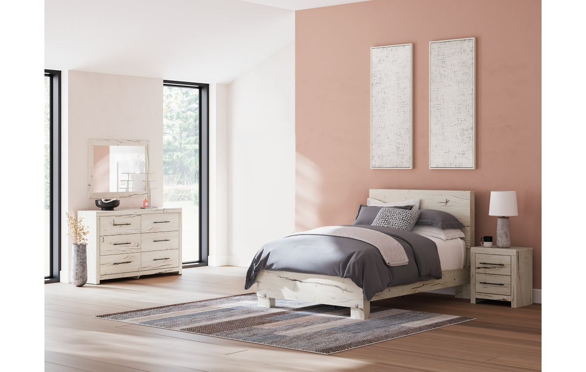 Lawroy Full Panel Bed with Mirrored Dresser and Nightstand