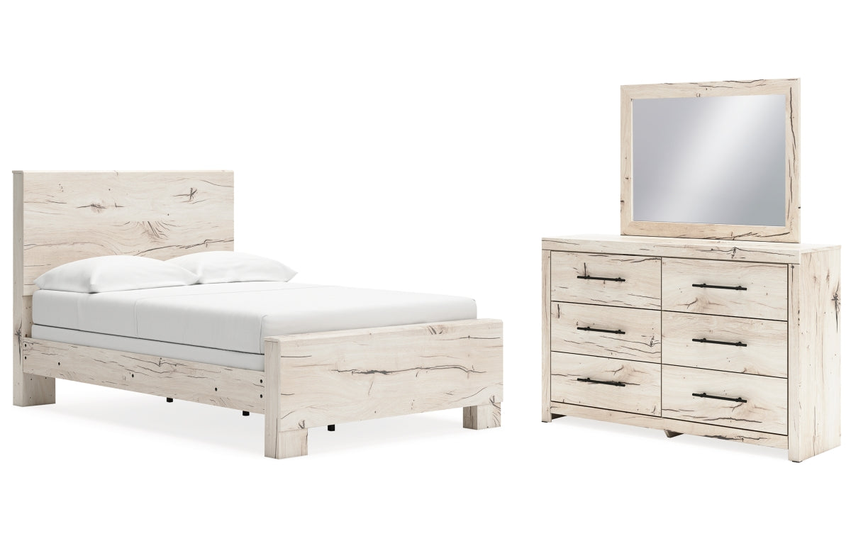 Lawroy Full Panel Bed with Mirrored Dresser