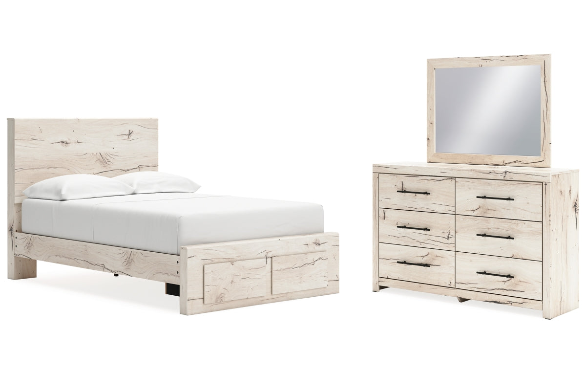 Lawroy Full Panel Storage Bed with Mirrored Dresser