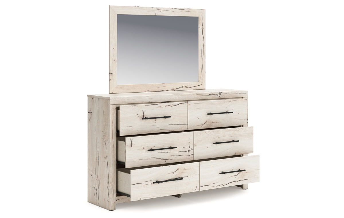 Lawroy Full Panel Bed with Mirrored Dresser, Chest and Nightstand
